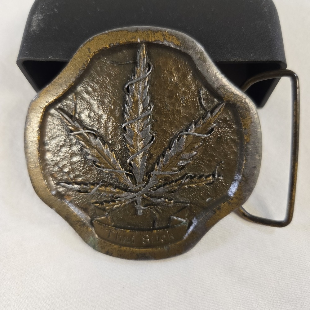 Thai Stick Cannabis Marijuana Hippie 1970s La Venta Vintage Belt Buckle Brass - Picture 9 of 9